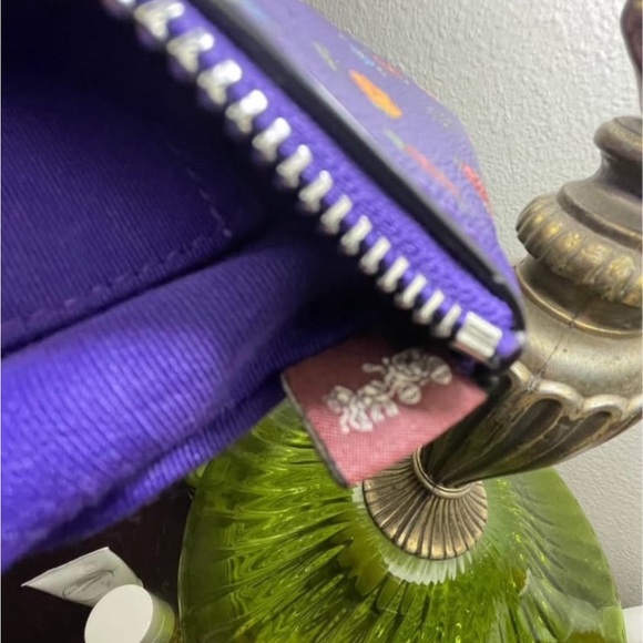 Coach CA716 Corner Zip Wristlet With Mini Vintage Rose Print Sport Purple - Picture 4 of 6